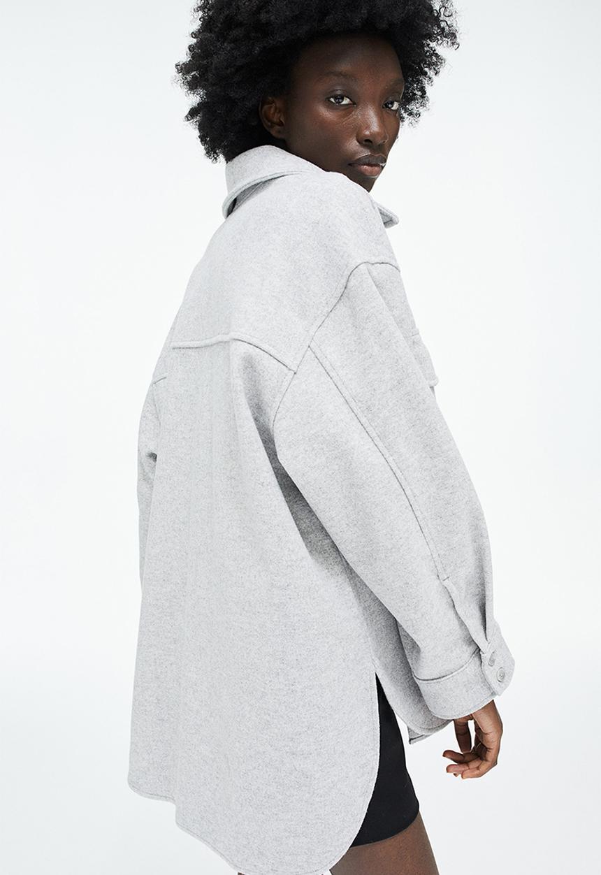 H&M - Oversized shacket - light grey marl