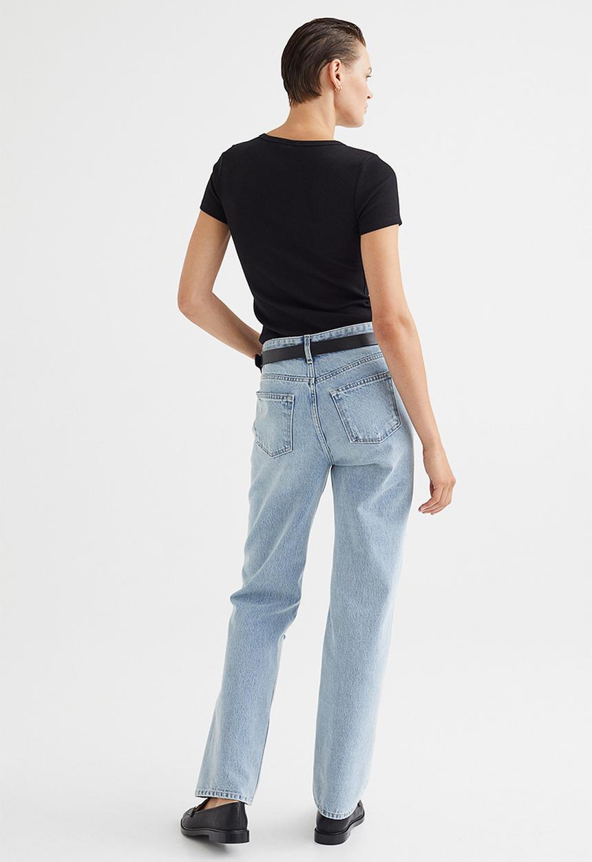 H&M - Ribbed cotton T-shirt - black