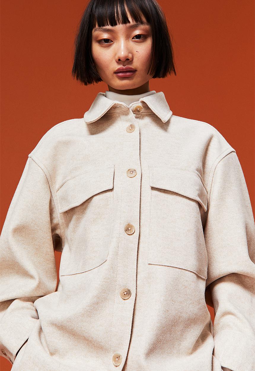 H&M - Oversized shacket - light beige
