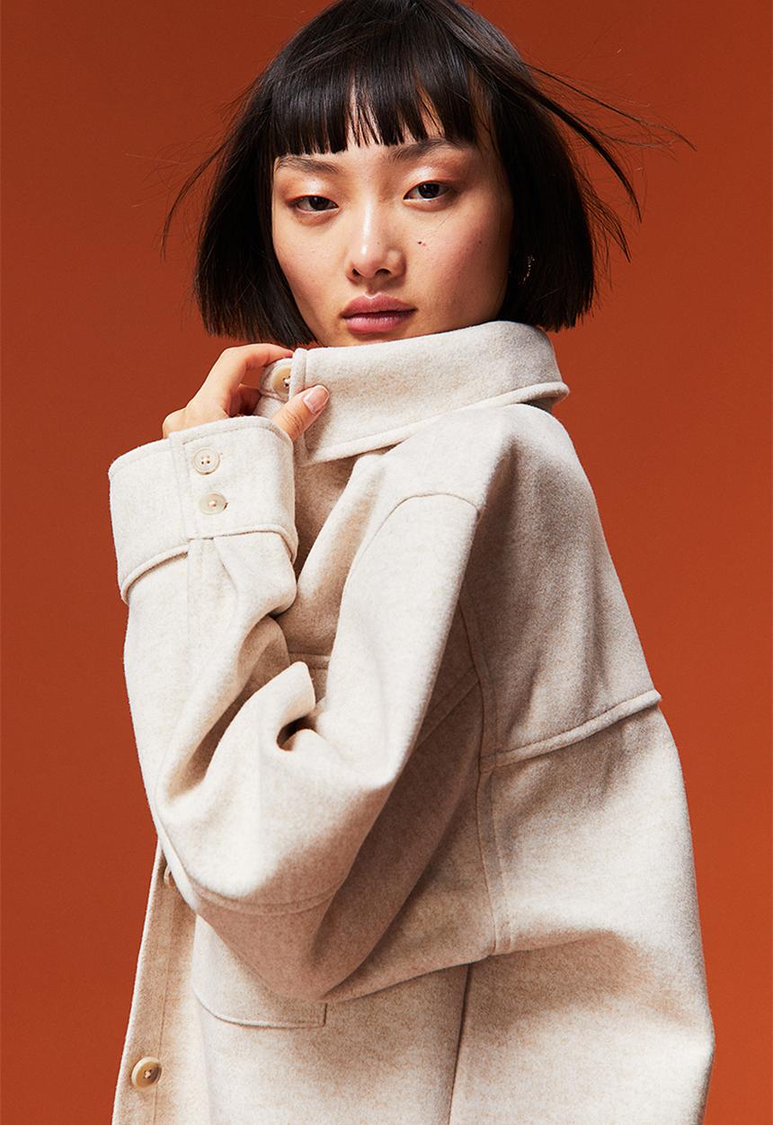 H&M - Oversized shacket - light beige