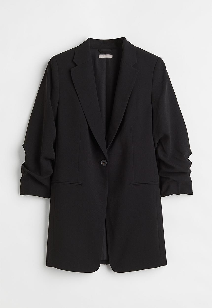 H&M - Gathered-sleeve jacket - black