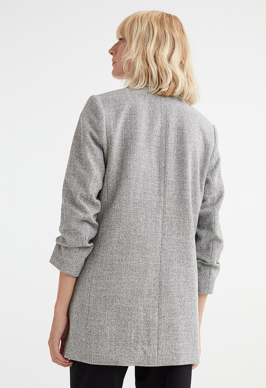 H&M - Gathered-sleeve jacket - grey marl