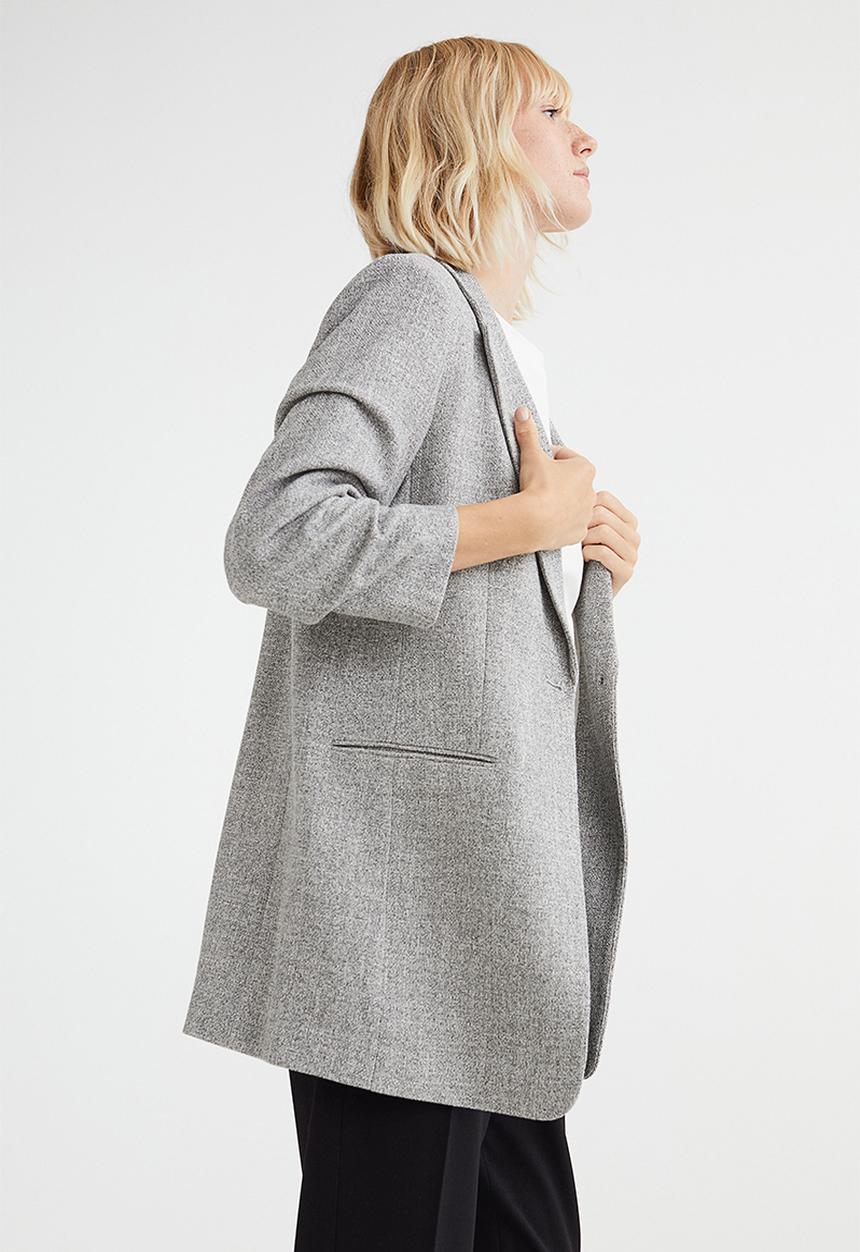 H&M - Gathered-sleeve jacket - grey marl