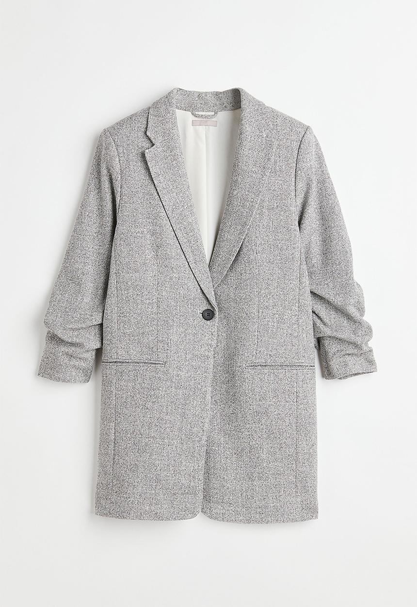 H&M - Gathered-sleeve jacket - grey marl
