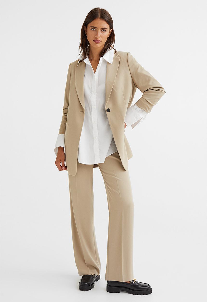H&M - Gathered-sleeve jacket - beige