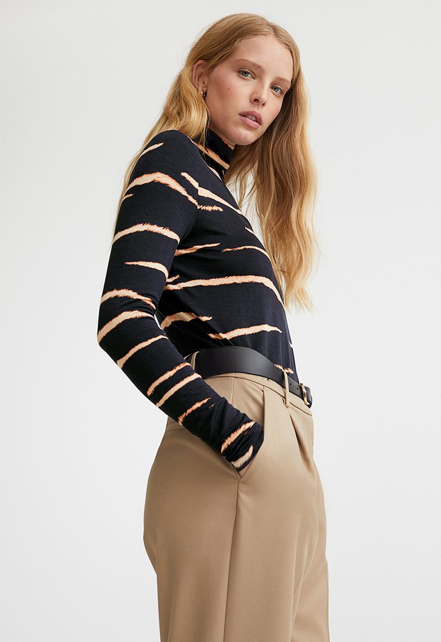 H&M - Polo-neck top - black/zebra print