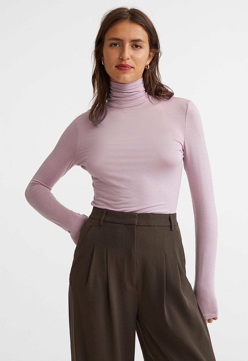 H&M - Polo-neck top - dusky pink