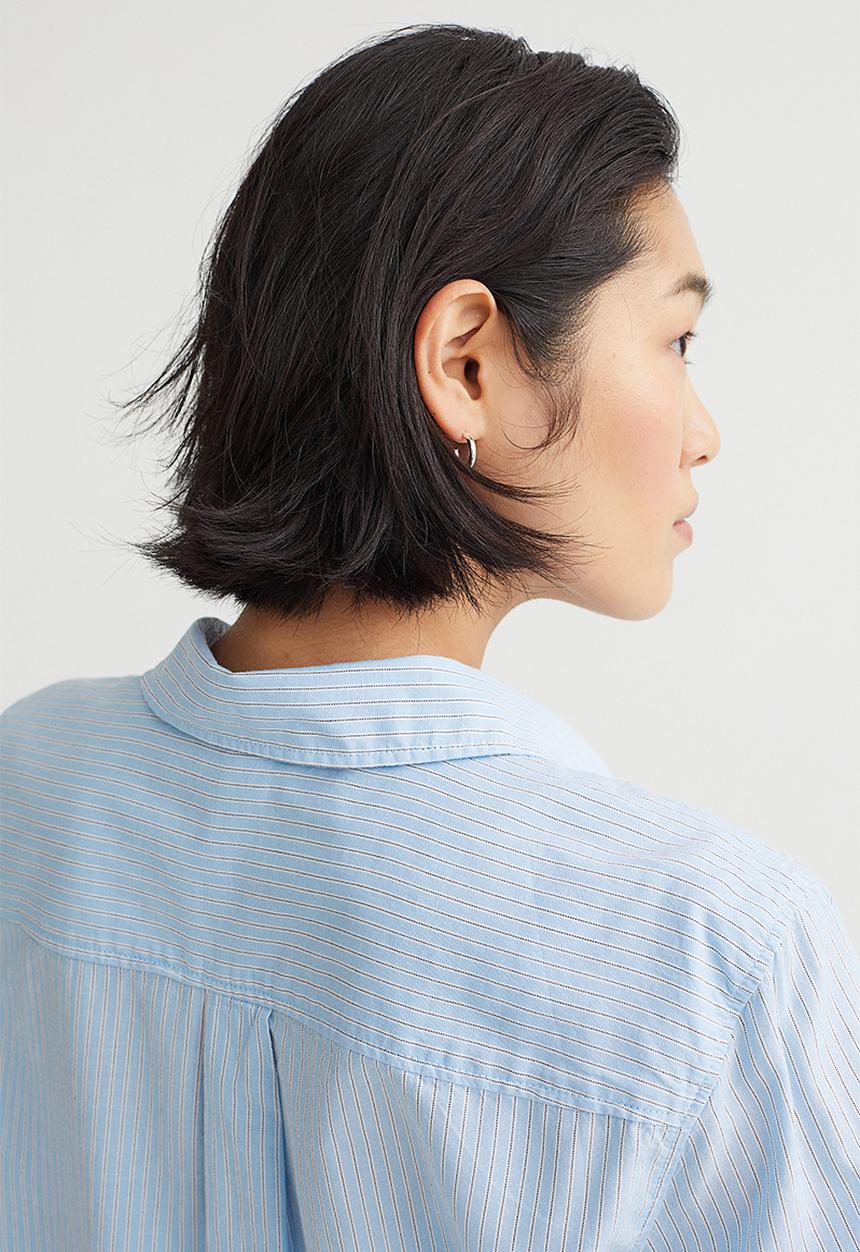 H&M - Cotton shirt - light blue/striped