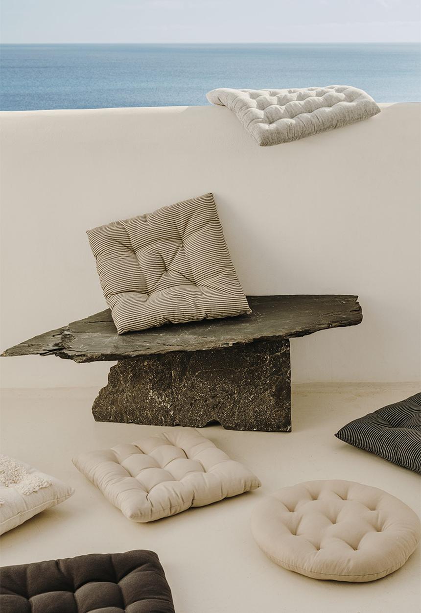 H&M - Round twill seat cushion - beige