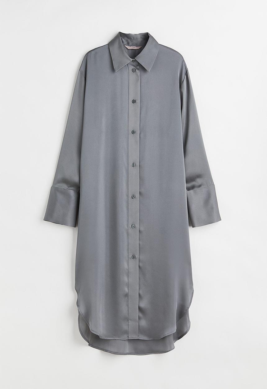 H&M - Oversized shirt dress - grey-green
