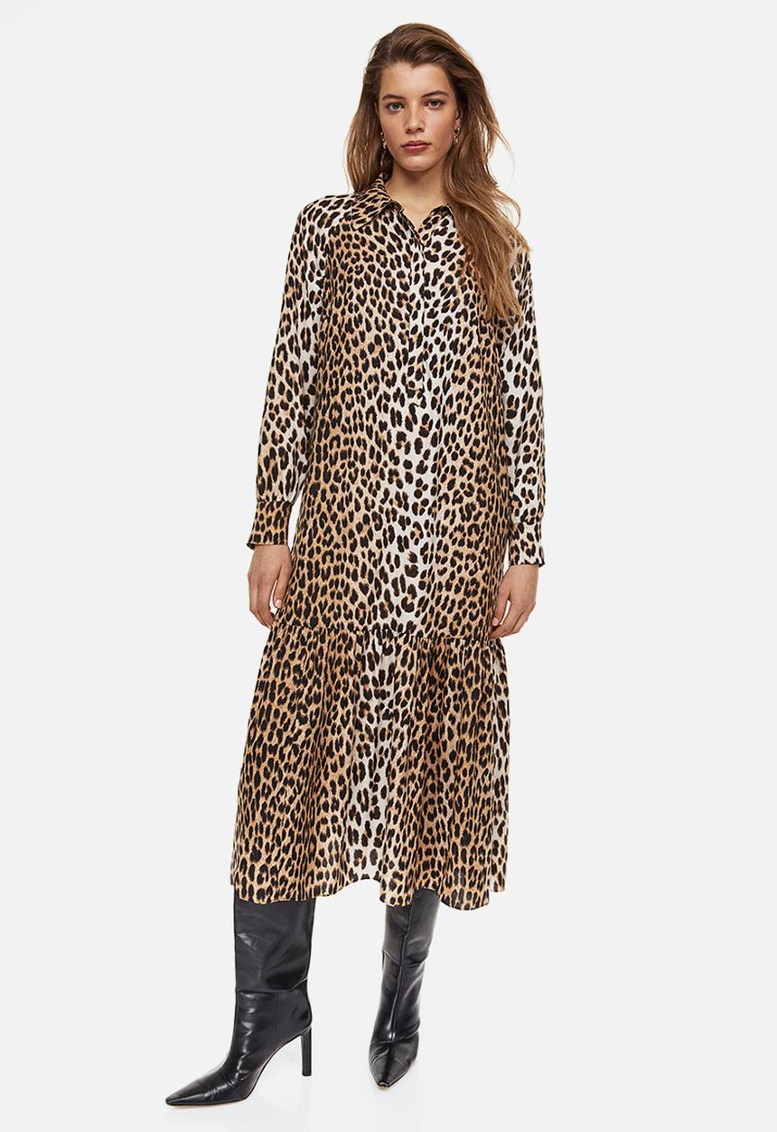 H&M - Patterned shirt dress - brown/leopard print