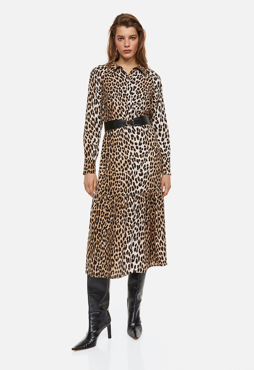H&M - Patterned shirt dress - brown/leopard print