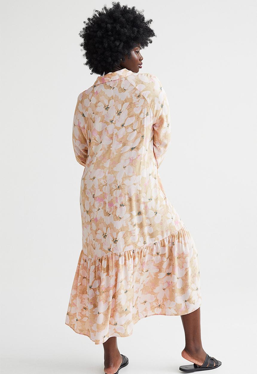 H&M - Patterned shirt dress - beige/floral