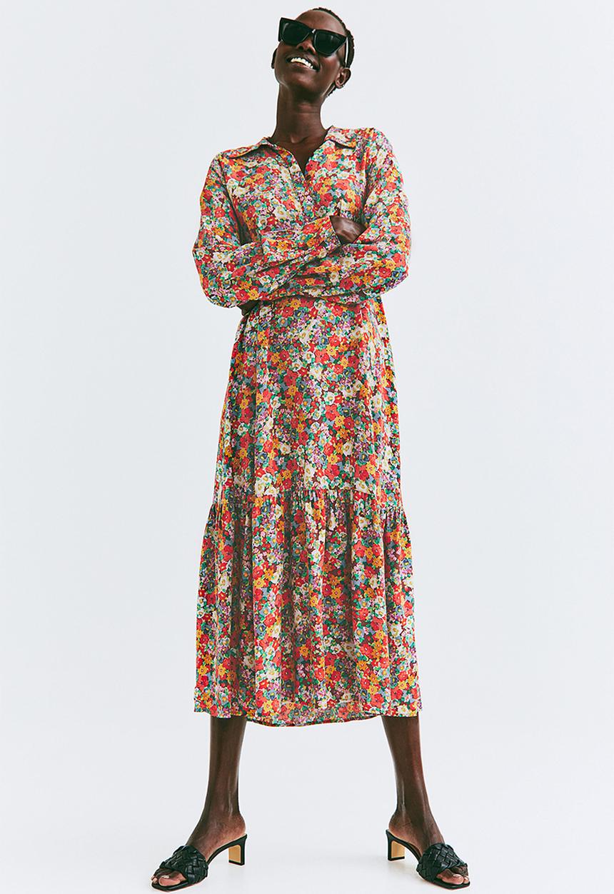 H&M - Patterned shirt dress - red/floral