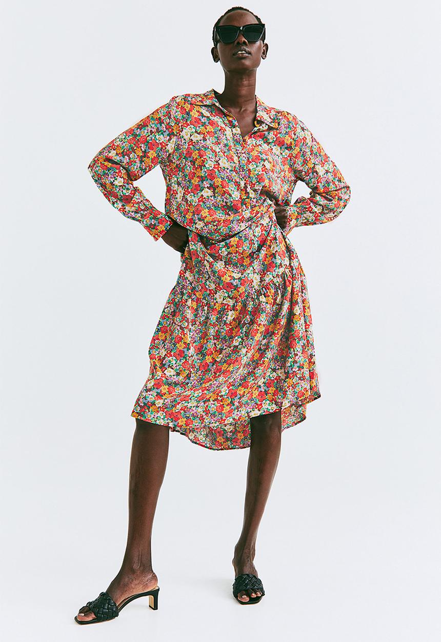 H&M - Patterned shirt dress - red/floral