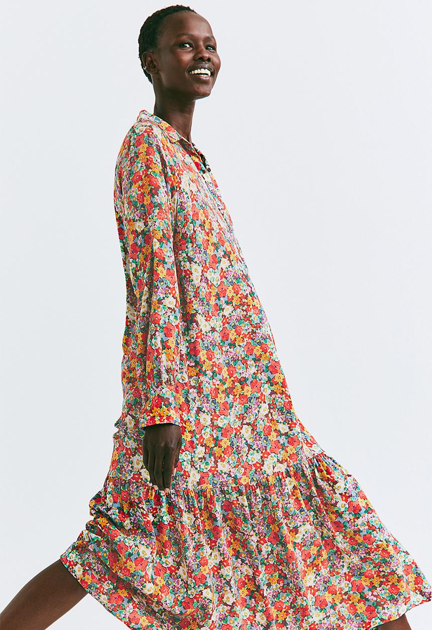 H&M - Patterned shirt dress - red/floral