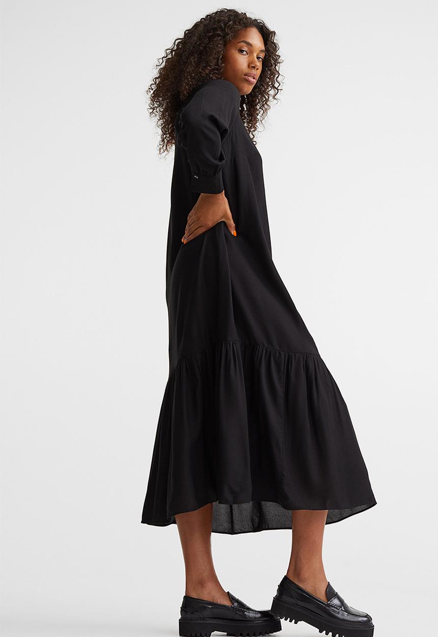 H&M - Patterned shirt dress - black