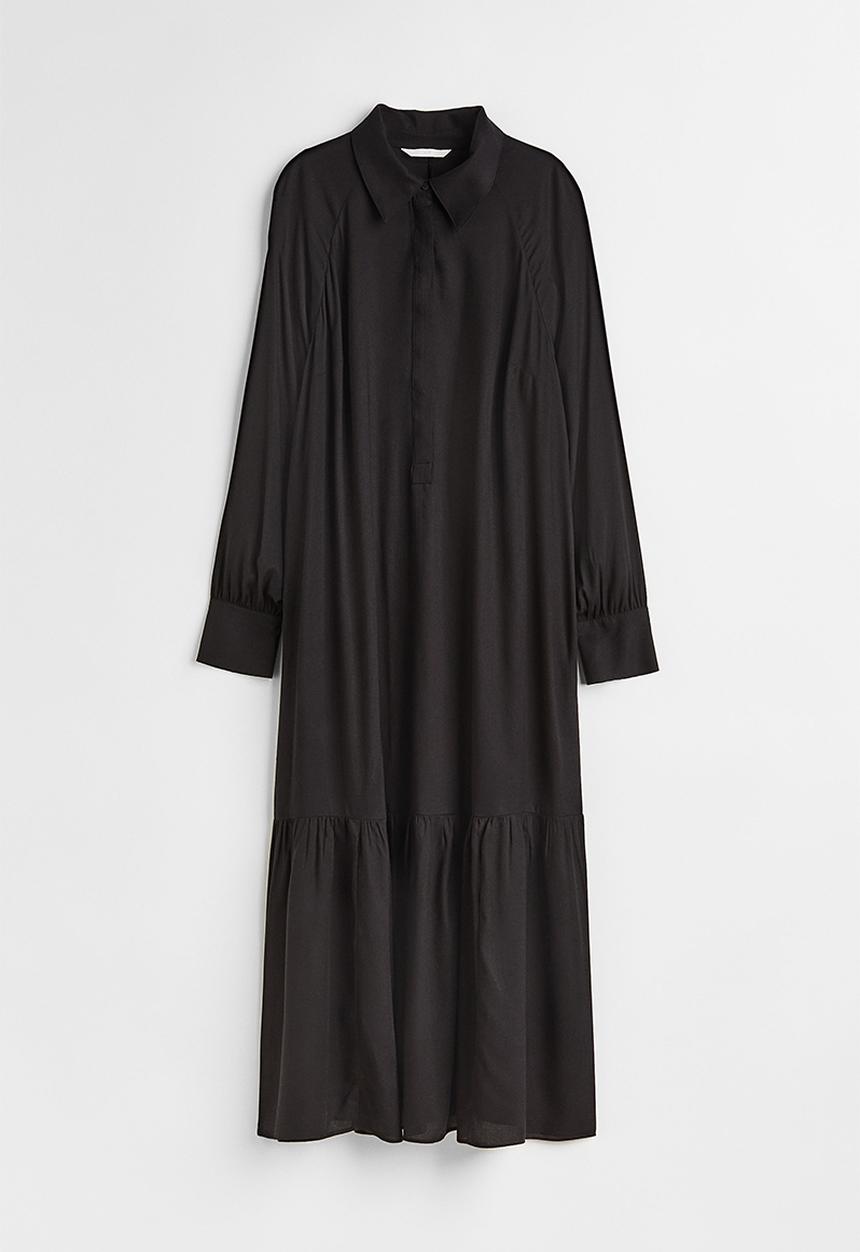 H&M - Patterned shirt dress - black