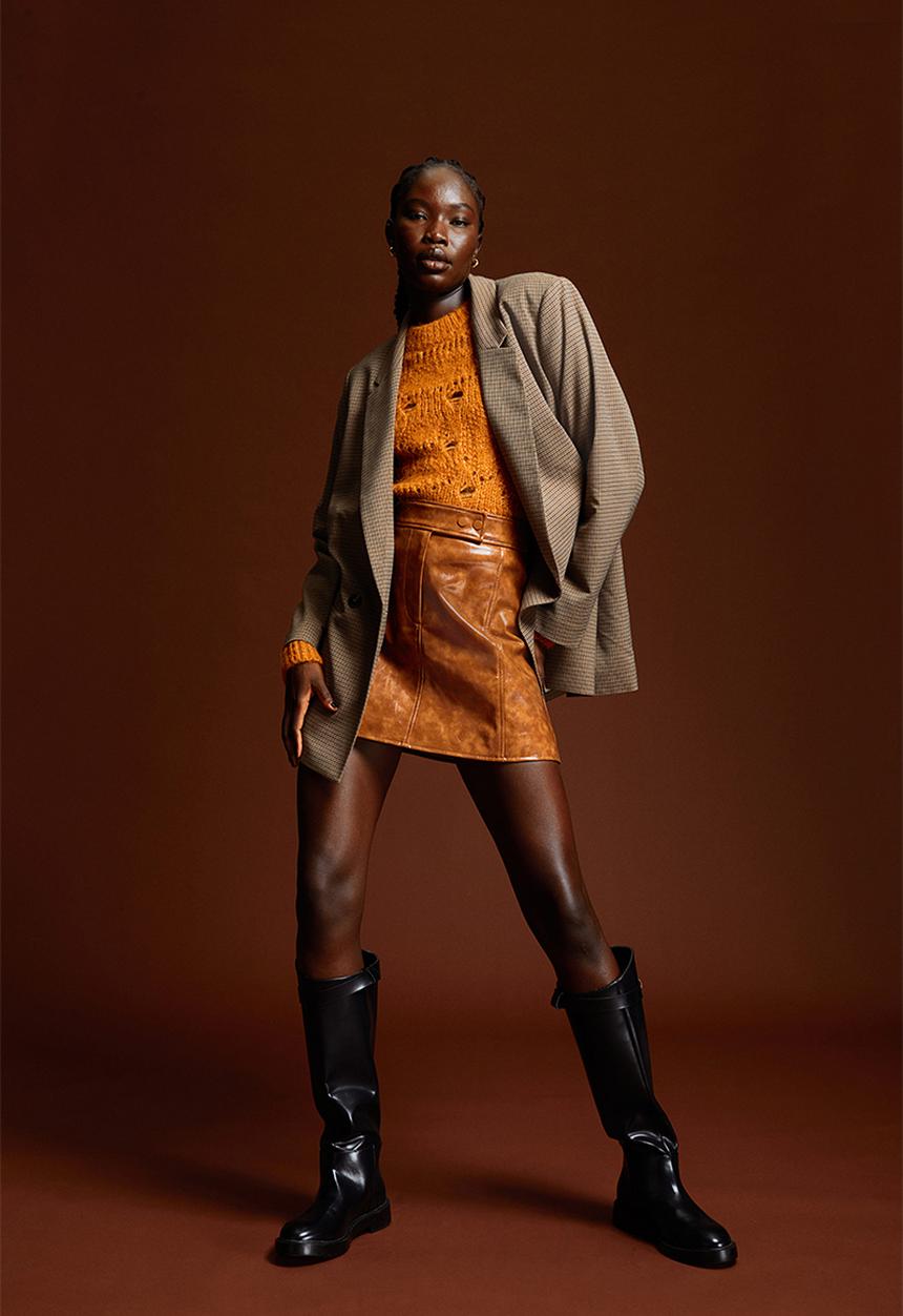 H&M - A-line skirt - light brown