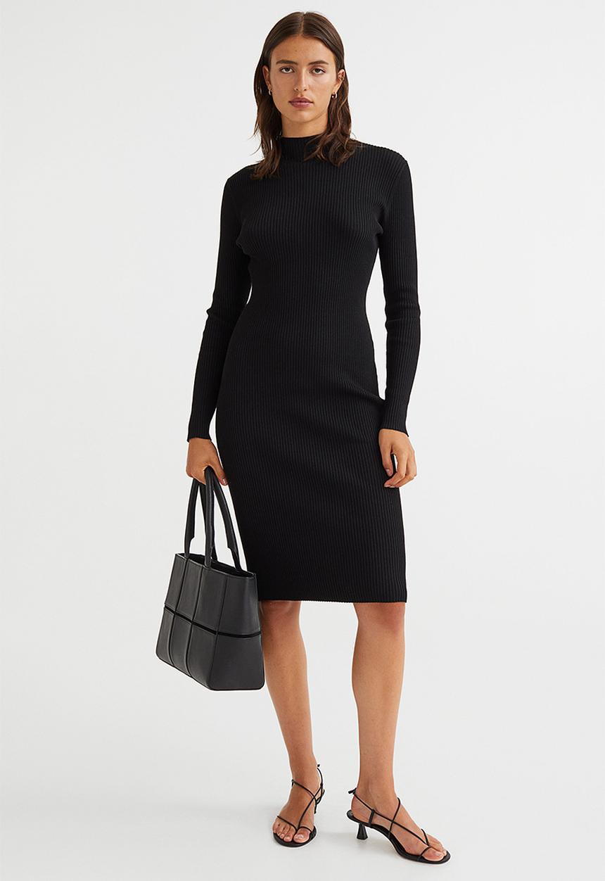 H&M - Rib-knit dress - black 