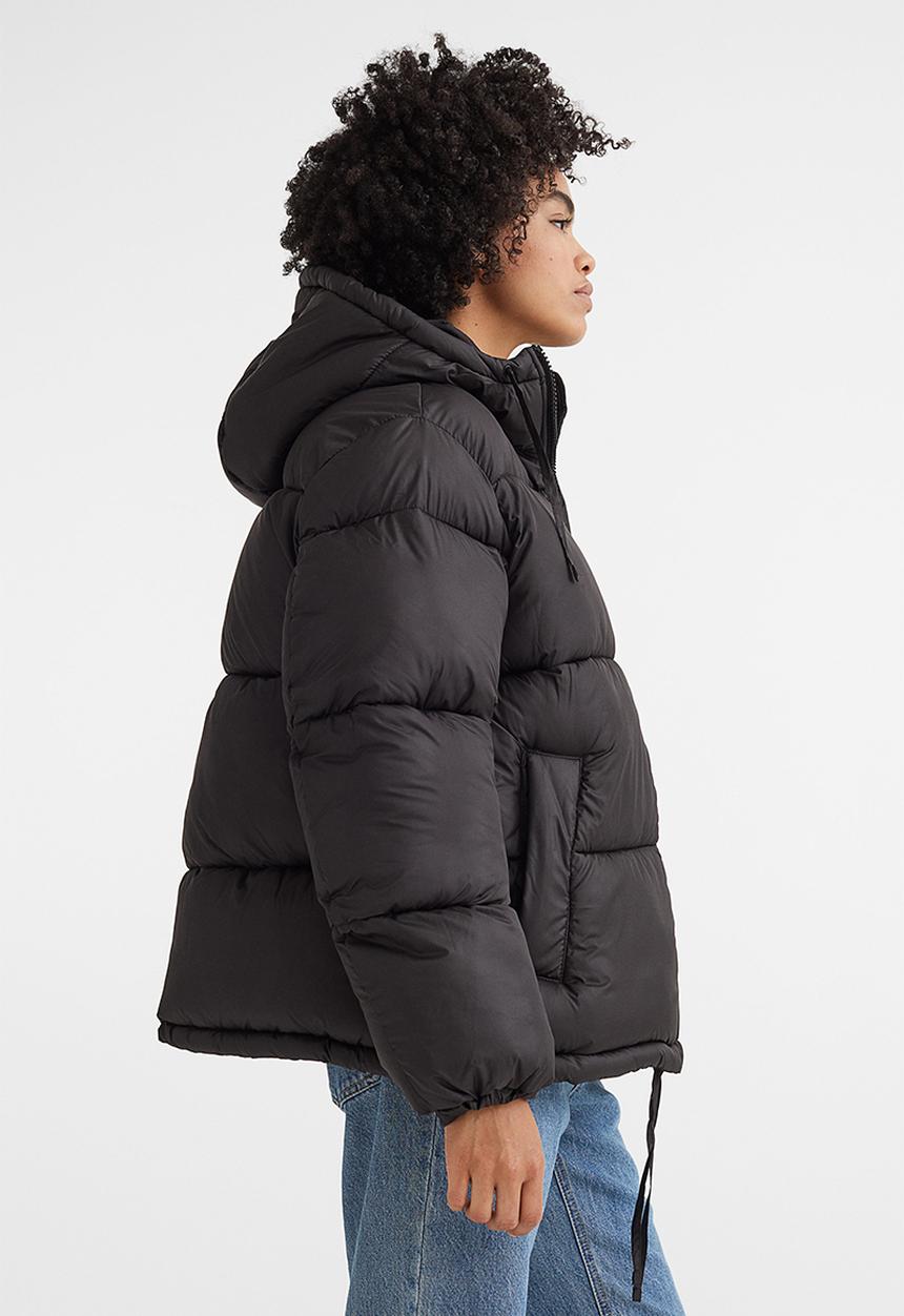 H&M - Hooded puffer jacket - black
