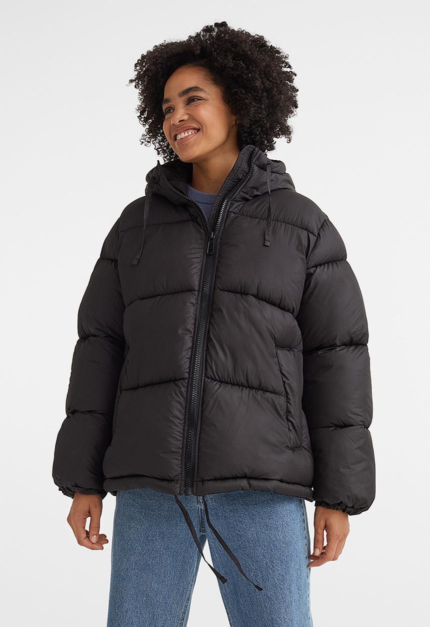 H&M - Hooded puffer jacket - black