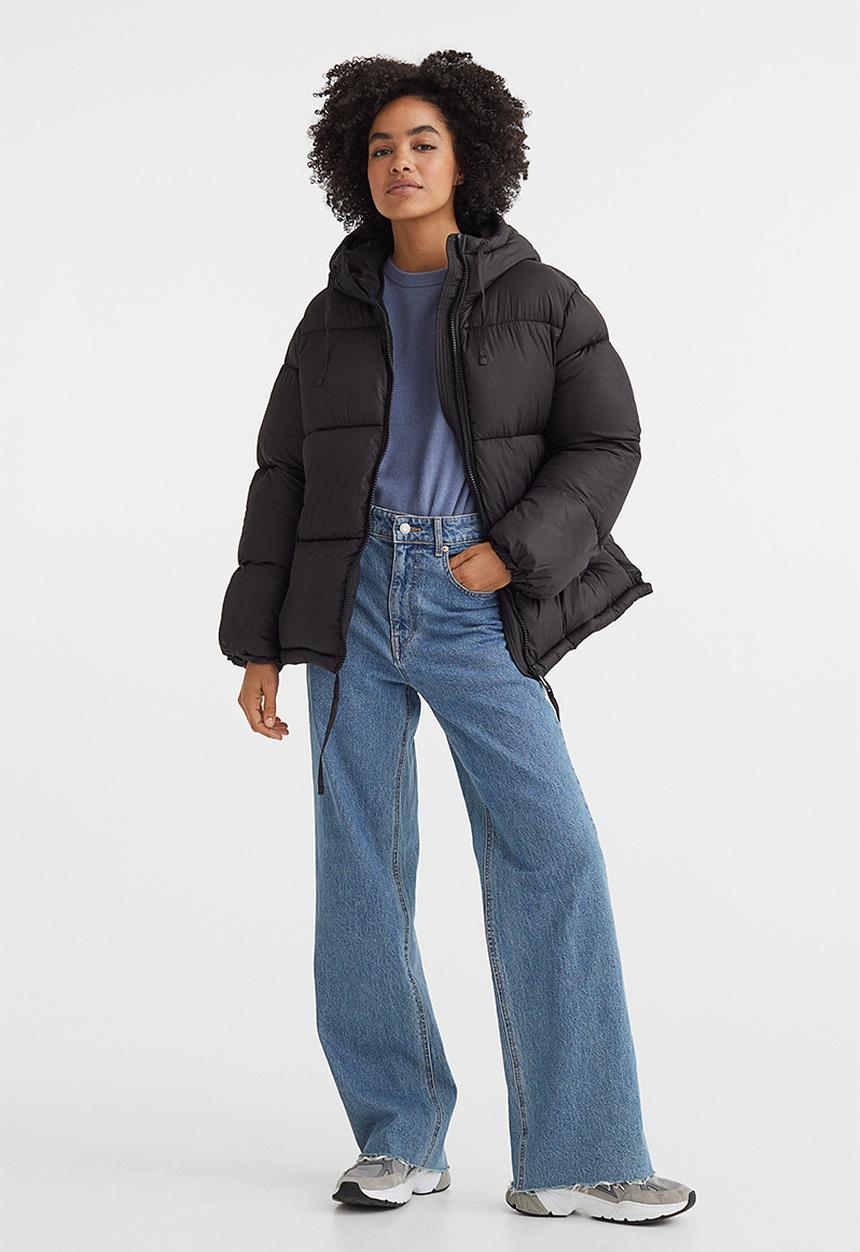 H&M - Hooded puffer jacket - black