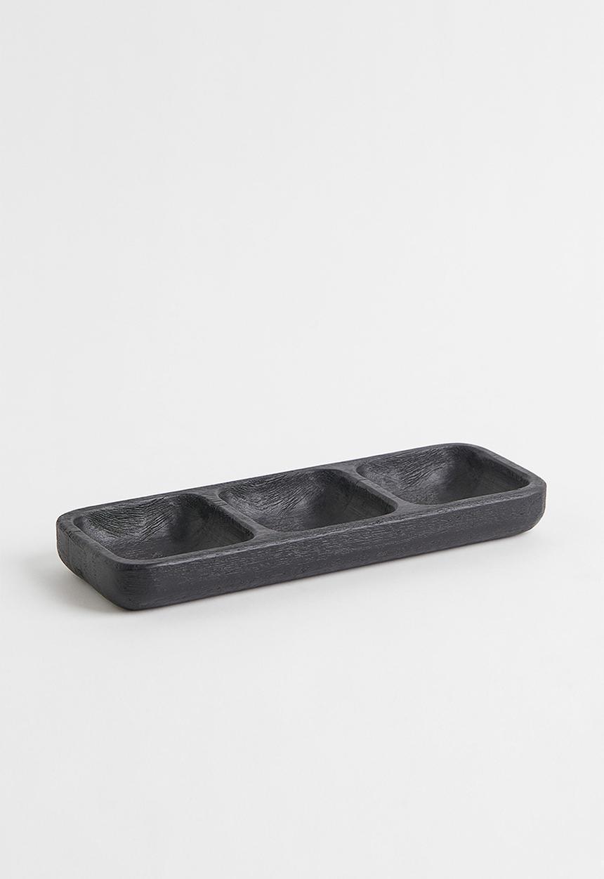 H&M - Three-compartment wooden dish - black