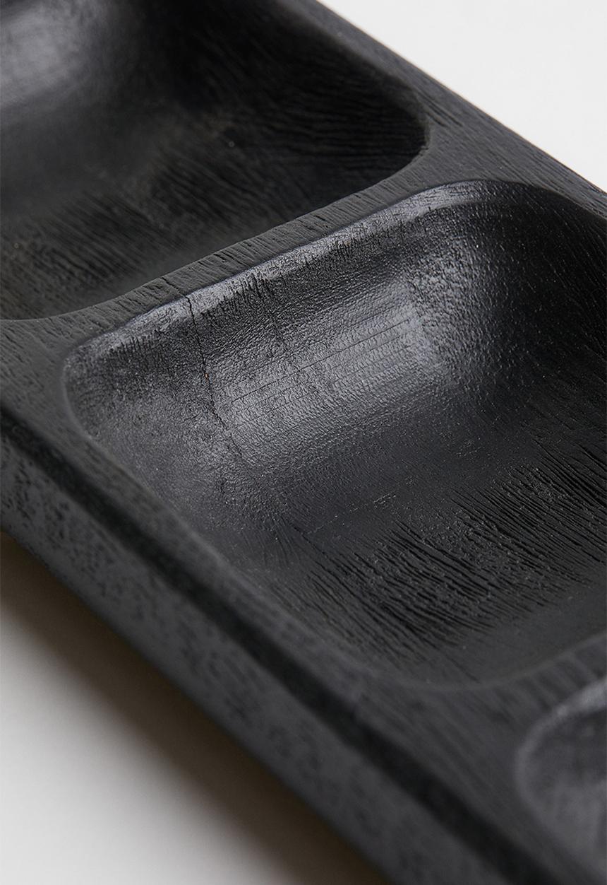 H&M - Three-compartment wooden dish - black