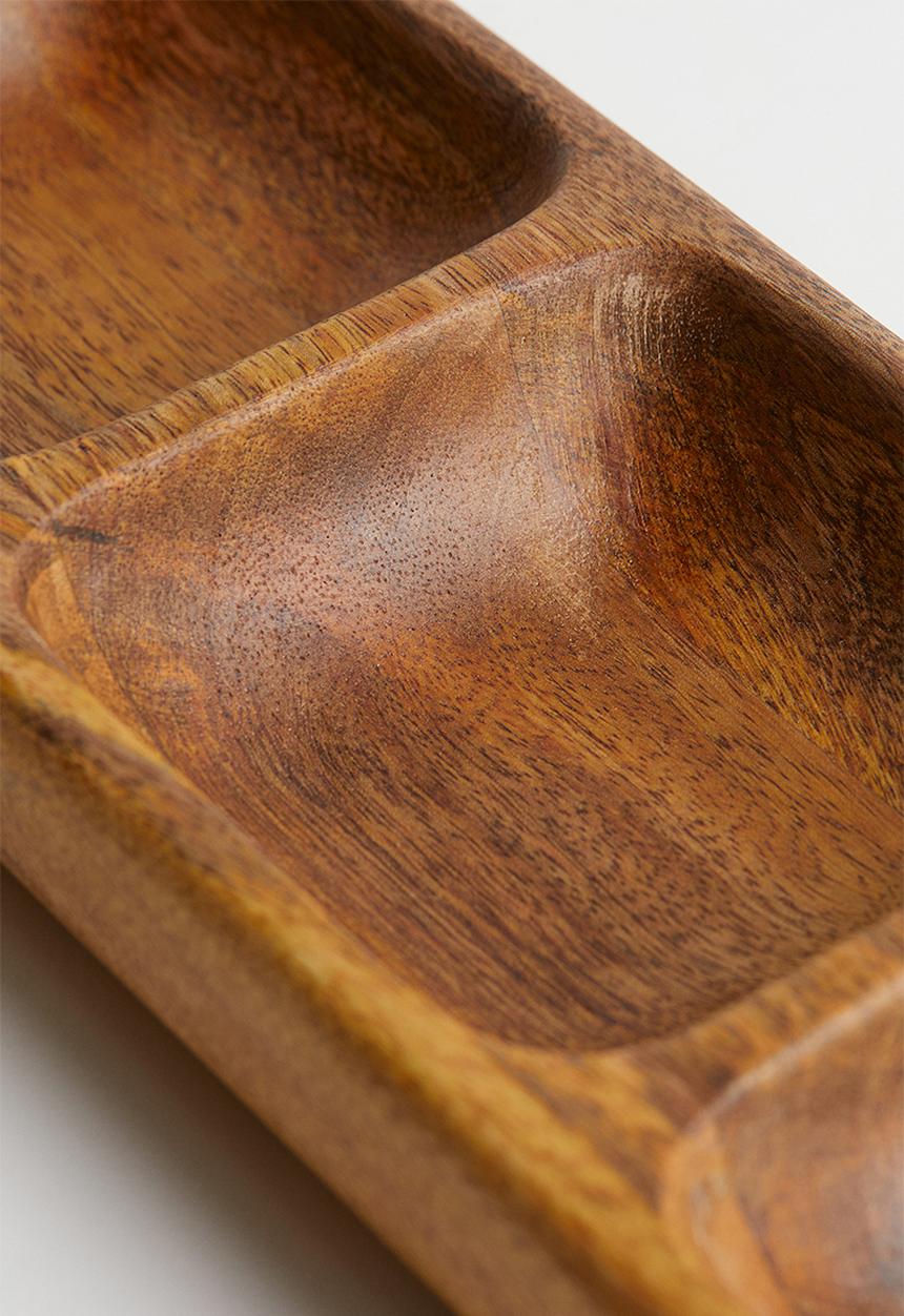 H&M - Three-compartment wooden dish - brown