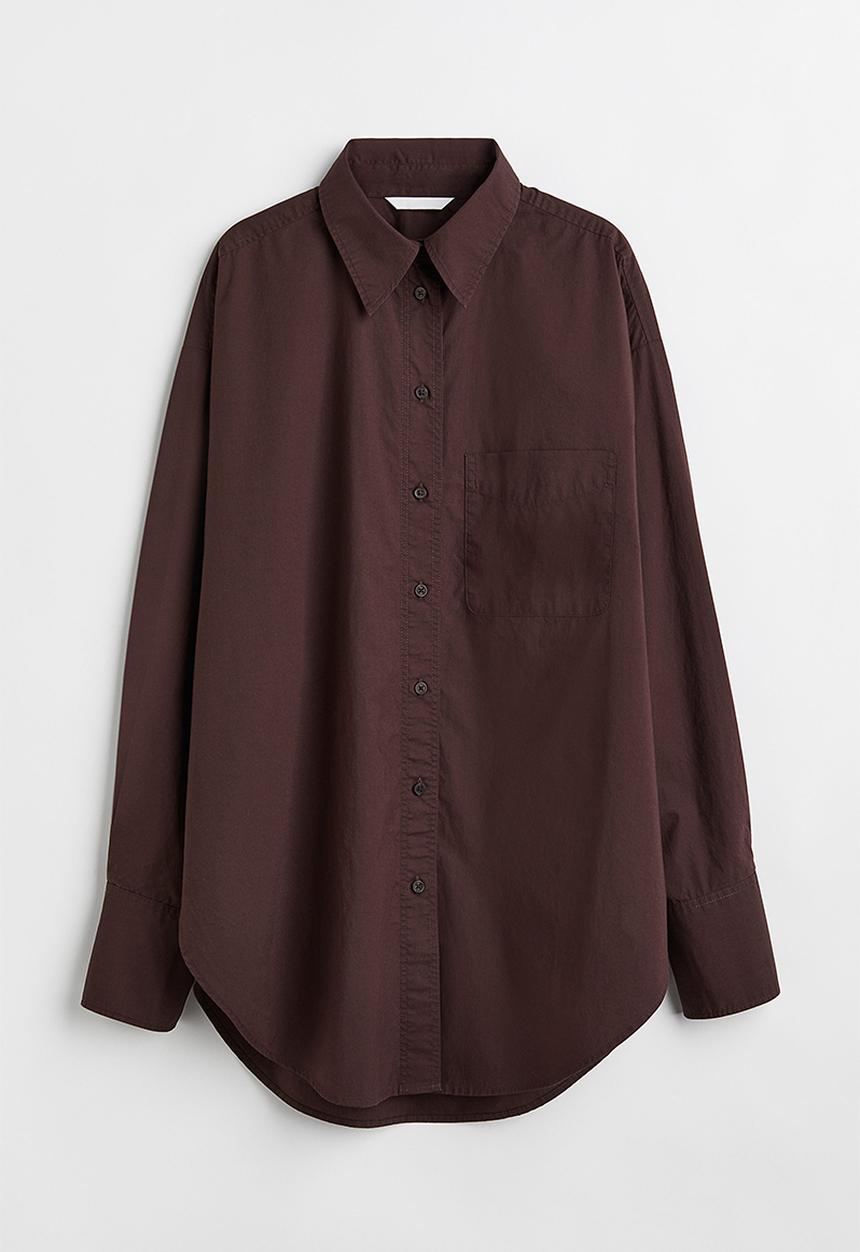 H&M - Oversized cotton shirt - dark brown