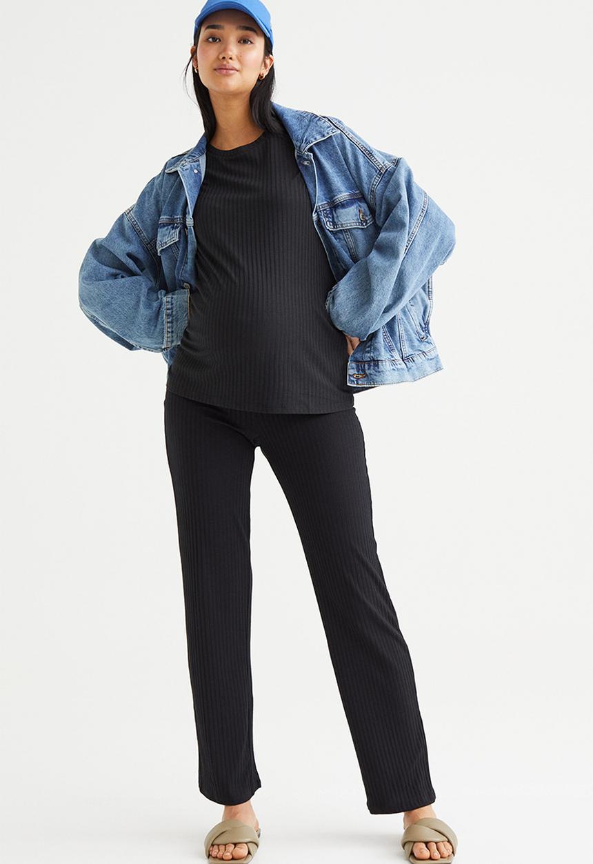 H&M - Mama ribbed trousers - black