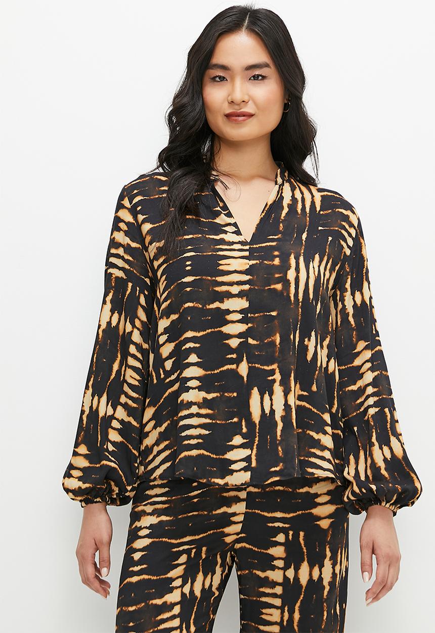 edit - V neck blouse - watercolour stripe mix