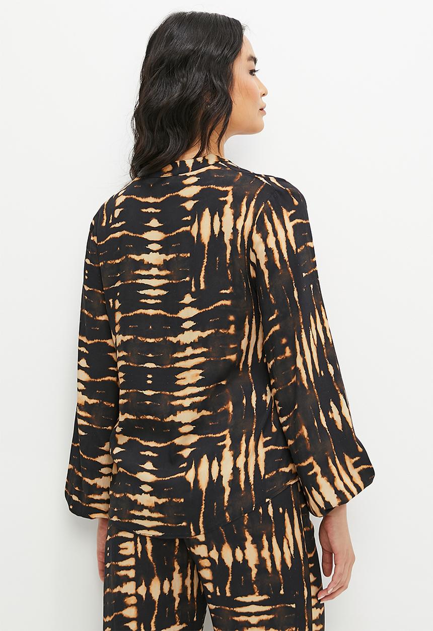 edit - V neck blouse - watercolour stripe mix