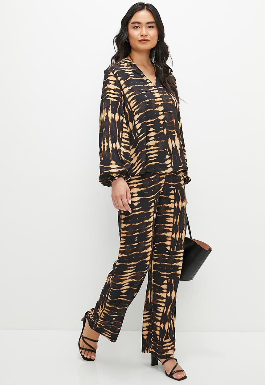 edit - V neck blouse - watercolour stripe mix