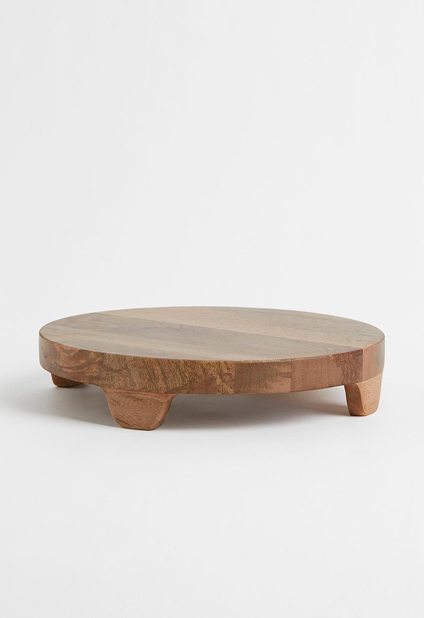 H&M - Round mango wood serving tray - brown