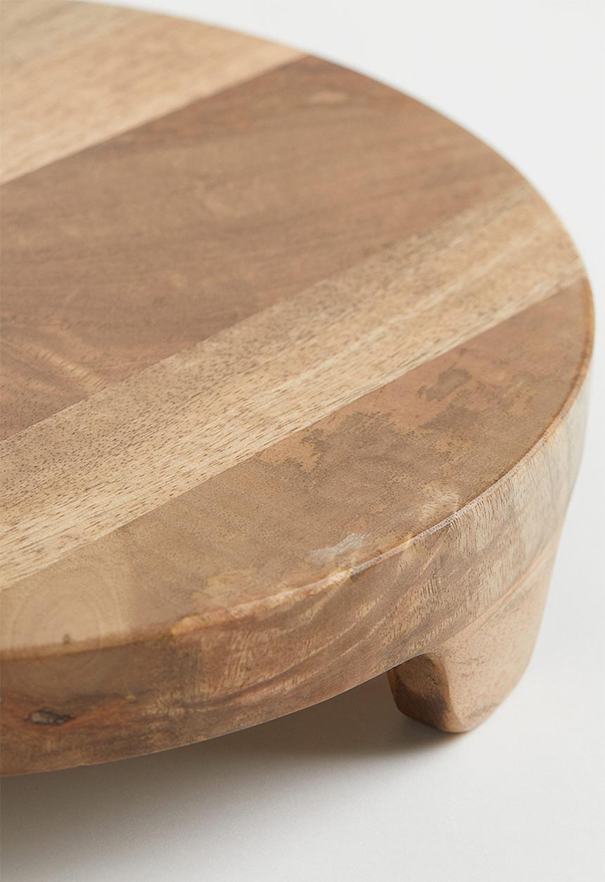 H&M - Round mango wood serving tray - brown