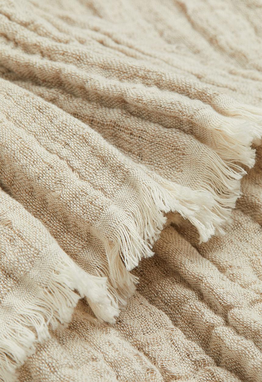 H&M - Crinkled linen-blend blanket - beige