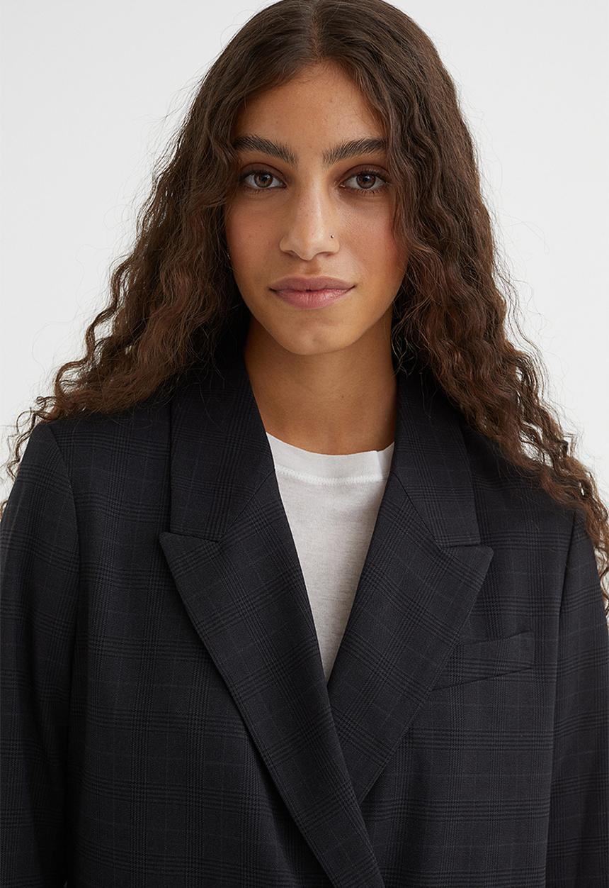H&M - Double-breasted blazer - dark grey/checked