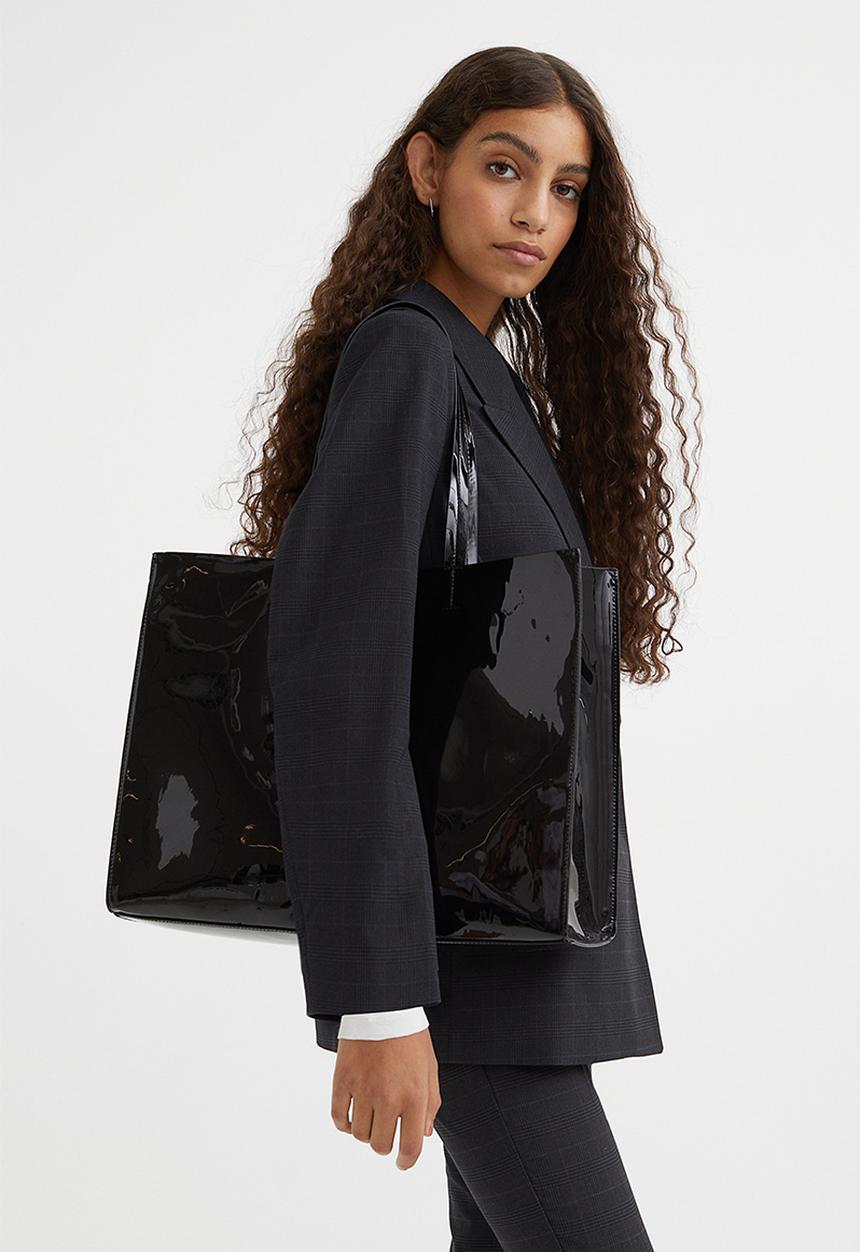 H&M - Double-breasted blazer - dark grey/checked