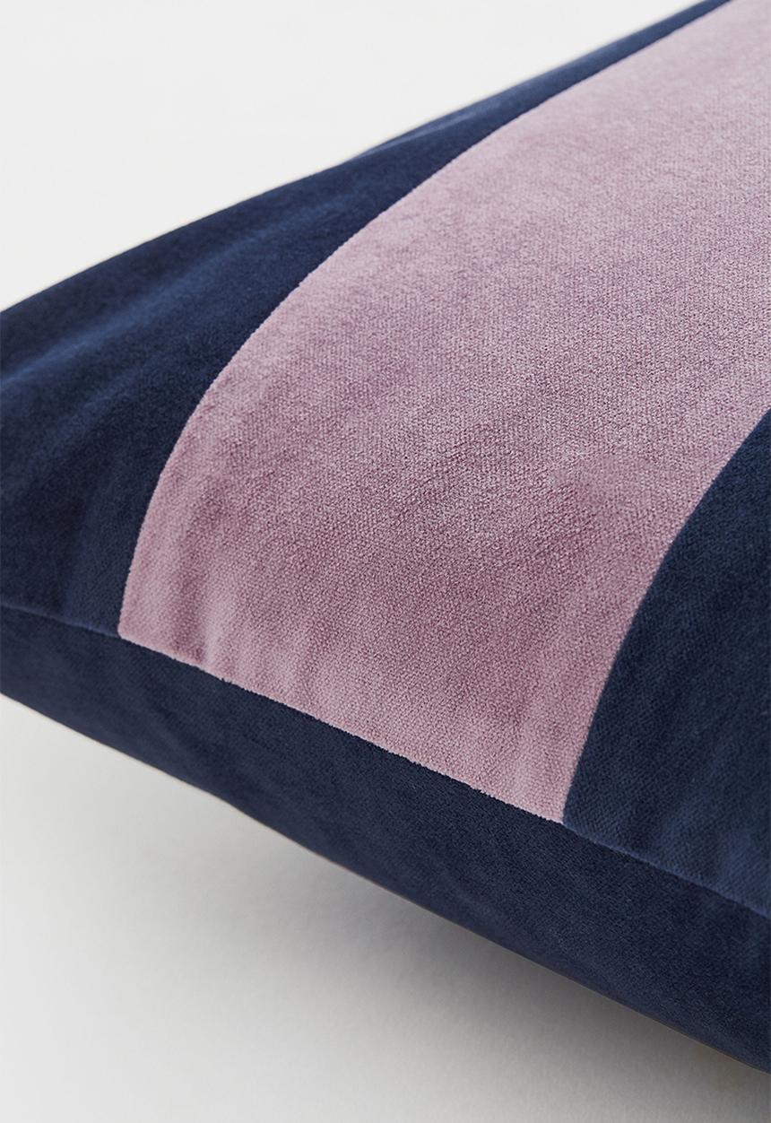 H&M - Cotton velvet cushion cover - blue/multi