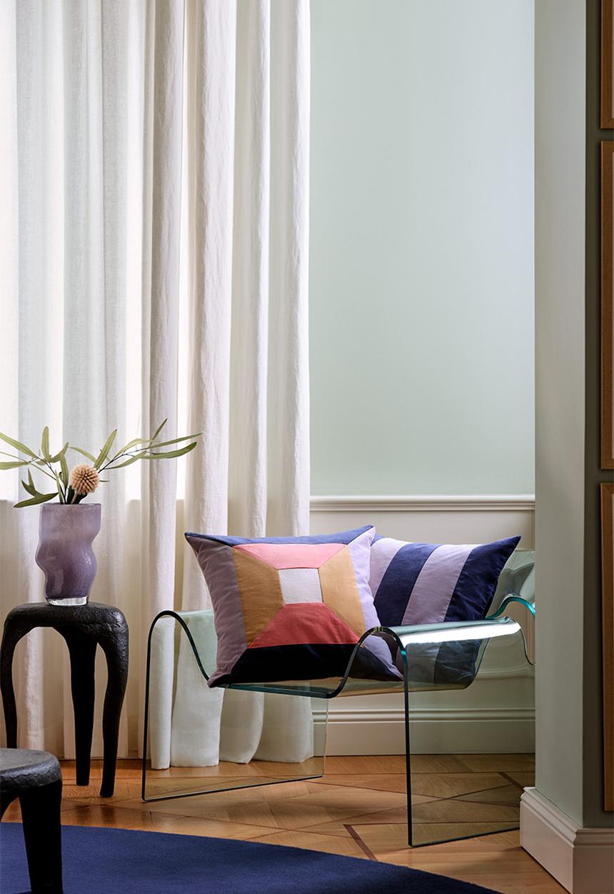 H&M - Cotton velvet cushion cover - blue/multi