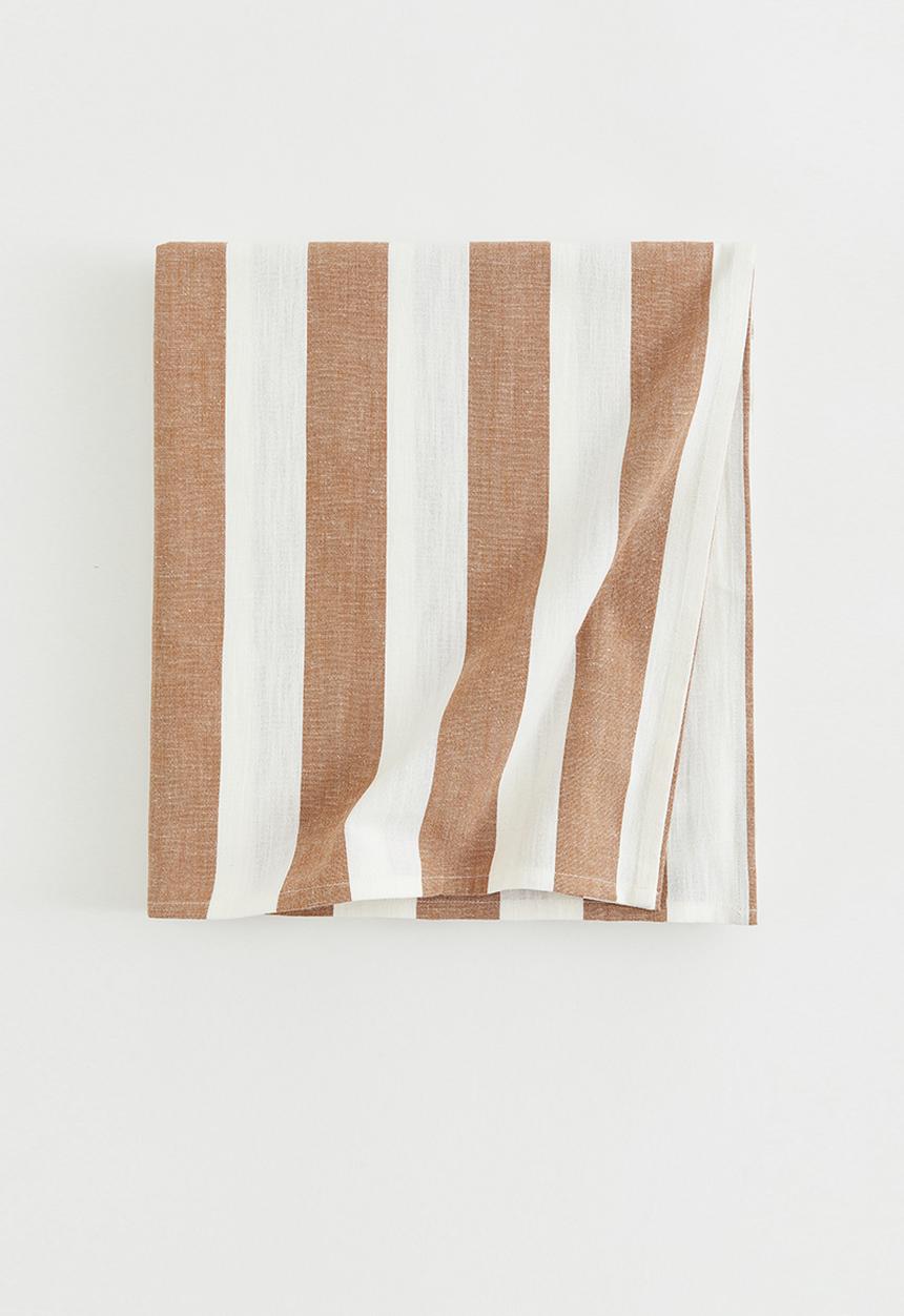 H&M - Striped linen-blend tablecloth - beige/multi/white/yellow