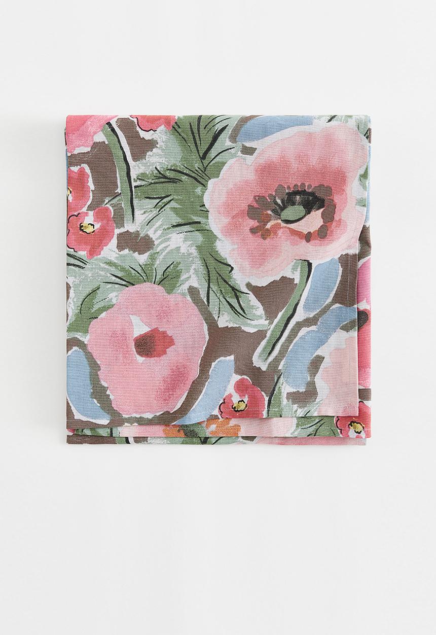 H&M - Floral cotton tablecloth - beige/multi