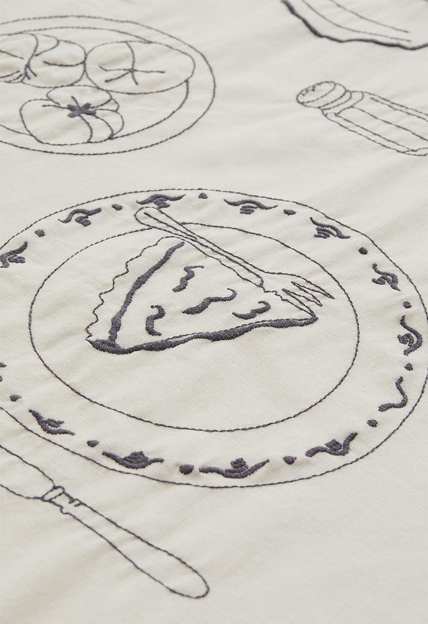 H&M - Embroidered linen-blend tablecloth - beige/multi