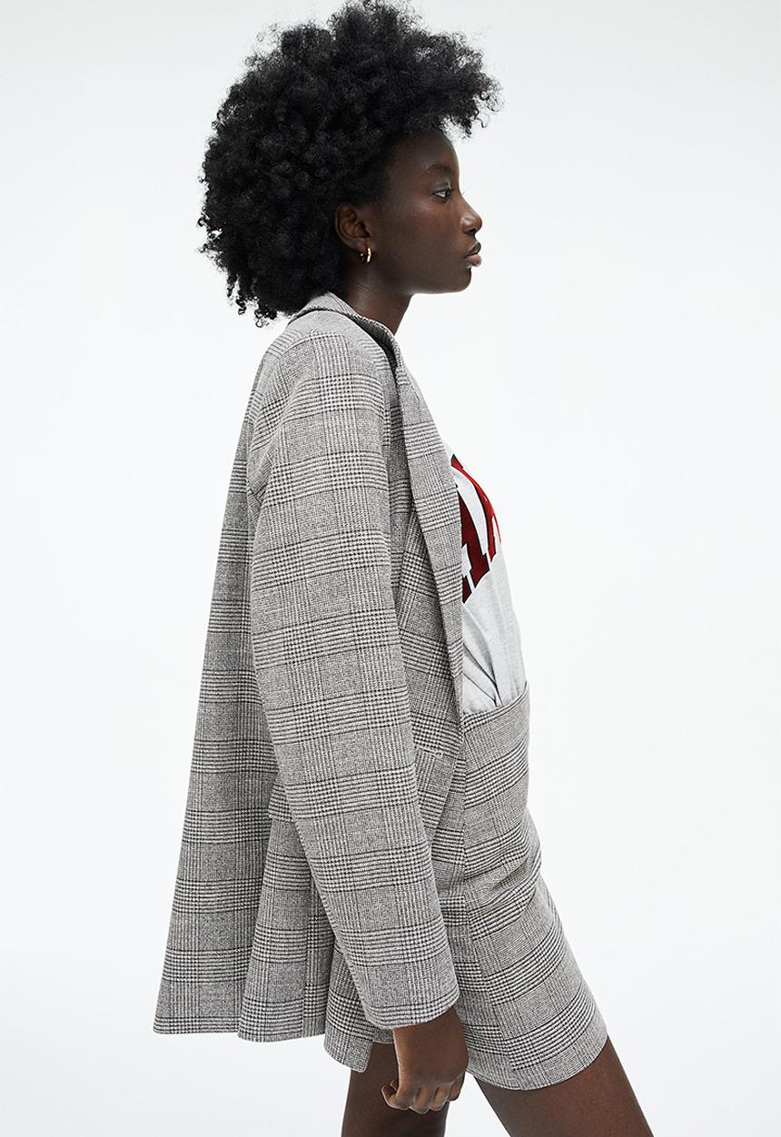 H&M - Double-breasted blazer - grey/checked