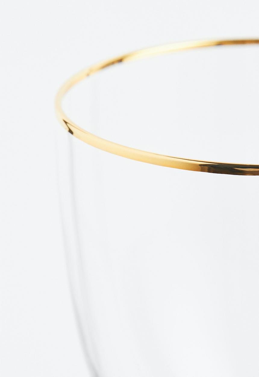 H&M - Glass with gold-coloured rim - clear glass
