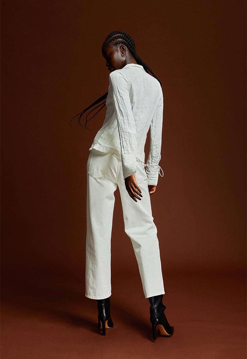 H&M - Crinkle tie-detail blouse - white