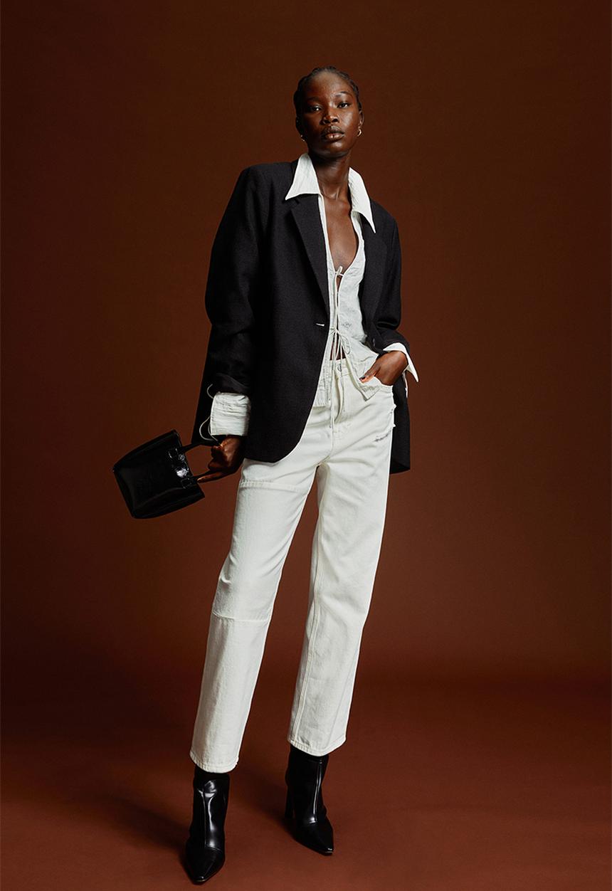 H&M - Crinkle tie-detail blouse - white