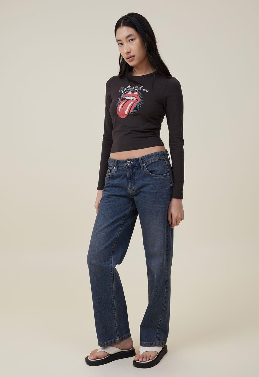 Cotton On - Fitted graphic long sleeve top - lcn the rolling stones tongue/washed 